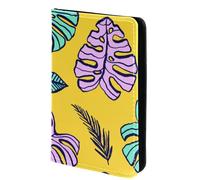 FVQL Custodia per passaporto da viaggio, 10 x 14 cm, in finta pelle, motivo: Monstera Leaves Cartoon, Multicolor4120, 10x14cm/4x5.5 in