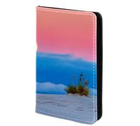 FVQL Custodia per passaporto da viaggio, 10 x 14 cm, in finta pelle, paesaggio con tramonto nel deserto, cielo e tramonto, Multicolor5700, 10x14cm/4x5.5 in