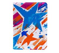 FVQL Custodia per passaporto da viaggio, in ecopelle, 11,4 x 16,5 cm, motivo geometrico a stelle senza cuciture, Colore 2070, 11.5x16.5cm/4.5x6.5 in