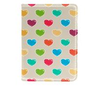 FVQL Custodia per passaporto da viaggio, in ecopelle, con cuori colorati, Colore 902, 11.5x16.5cm/4.5x6.5 in