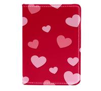 FVQL Custodia per passaporto da viaggio in ecopelle, motivo senza cuciture con cuore e amore, Color5197, 11.5x16.5cm/4.5x6.5 in
