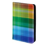 FVQL Custodia per passaporto in finta pelle, 10 x 14 cm, motivo scozzese arcobaleno, Multicolor1779, 10x14cm/4x5.5 in