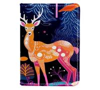 FVQL Custodia per passaporto per donne e uomini, 10 x 14 cm, motivo cartone animato con cervi e alberi, Multicolor2284, 10x14cm/4x5.5 in