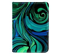 FVQL Custodia per passaporto per donne e uomini, 10 x 14 cm, motivo verde astratto onde marine, Multicolor2442, 10x14cm/4x5.5 in