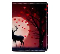 FVQL Custodia per passaporto per donne e uomini, 10 x 14 cm, porta passaporto, animali cervi e cuori, Multicolore 2952, 10x14cm/4x5.5 in