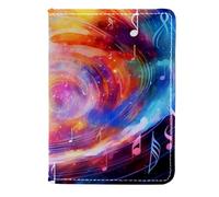 FVQL Custodia per passaporto per donne e uomini, accessori da viaggio, 11,4 x 16,5 cm, note musicali astratte spaziali, Colore618, 11.5x16.5cm/4.5x6.5 in
