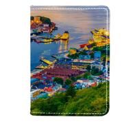 FVQL Custodia per passaporto per donne e uomini, accessori da viaggio, paesaggio tramonto porto cittadino, Color1751, 11.5x16.5cm/4.5x6.5 in