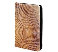 FVQL Custodia per passaporto per donne e uomini, da viaggio, 10 x 14 cm, motivo anelli annuali con texture in legno, Multicolore 3987, 10x14cm/4x5.5 in