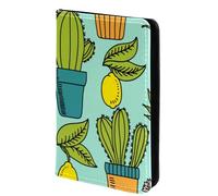 FVQL Custodia per passaporto per donne e uomini, da viaggio, 10 x 14 cm, pianta di cactus e frutta di limone, Multicolor5447, 10x14cm/4x5.5 in