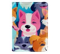 FVQL Porta passaporto 10,2 x 14,9 cm, in ecopelle, motivo colorato, con animali e cane senza cuciture, Multicolore 690, 10x14cm/4x5.5 in