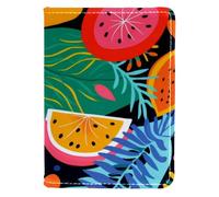 FVQL Porta passaporto, 10 x 14 cm, accessori da viaggio per donne e uomini, foglie tropicali astratte e frutta, Multicolor4138, 10x14cm/4x5.5 in