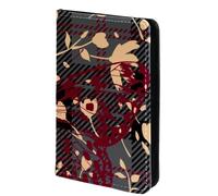 FVQL Porta passaporto, 10 x 14 cm, accessori da viaggio per donne, uomini, donne, uomini, motivo artistico scozzese con fiore con farfalla, Multicolore 223, 10x14cm/4x5.5 in