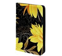 FVQL Porta passaporto, 10 x 14 cm, accessori da viaggio per donne, uomini, donne, uomini, motivo floreale nero giallo, Multicolore 3418, 10x14cm/4x5.5 in