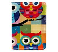 FVQL Porta passaporto, 10 x 14 cm, accessorio da viaggio per donne e uomini, motivo gufo animale colorato, Multicolor4475, 10x14cm/4x5.5 in