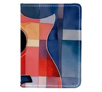 FVQL Porta passaporto 10 x 14 cm, custodia per passaporto in ecopelle, motivo artistico con chitarra astratta, Multicolore292, 10x14cm/4x5.5 in