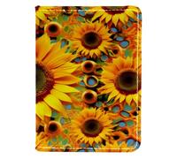 FVQL Porta passaporto 10 x 14 cm, in ecopelle, motivo floreale con girasoli, Multicolore86, 10x14cm/4x5.5 in