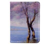 FVQL Porta passaporto, 10 x 14 cm, in finta pelle, pittura artistica con lago e albero, Multicolore178, 10x14cm/4x5.5 in