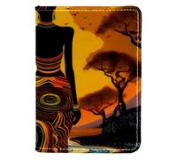 FVQL Porta passaporto 4x5.5 pollici accessori da viaggio per donne uomini, modello tramonto donne africane pittura, Multicolor4086, 10x14cm/4x5.5 in