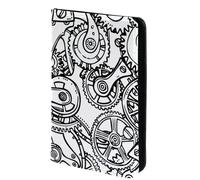 FVQL Porta passaporto 4x5,5 pollici accessori da viaggio per donne uomini per donne uomini, parti meccaniche disegnate a mano, Multicolore 3073, 10x14cm/4x5.5 in