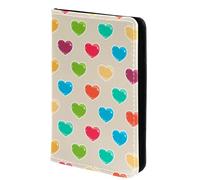 FVQL Porta passaporto da viaggio, 10 x 14 cm, in ecopelle, con cuori colorati, Multicolore 3360, 10x14cm/4x5.5 in