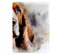 FVQL Porta passaporto da viaggio, 10 x 14 cm, in finta pelle, motivo: Basset Hound, Multicolore 3731, 10x14cm/4x5.5 in