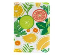 FVQL Porta passaporto da viaggio, 11,4 x 16,5 cm, in ecopelle, con foglie e frutti di limone, arancia, Color5157, 11.5x16.5cm/4.5x6.5 in