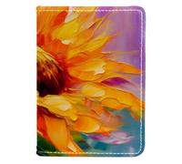 FVQL Porta passaporto in ecopelle, 10,2 x 14,9 cm, per viaggi, pittura floreale con girasoli, Multicolor1201, 10x14cm/4x5.5 in