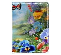 FVQL Porta passaporto in ecopelle, 10 x 14 cm, per viaggi, motivo artistico con fiori e farfalle, Multicolor1034, 10x14cm/4x5.5 in