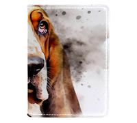 FVQL Porta passaporto in finta pelle, 10 x 14 cm, cane basset hound, Multicolore 3118, 10x14cm/4x5.5 in