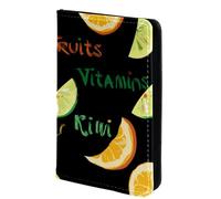 FVQL Porta passaporto in finta pelle, 10 x 14 cm, con frutta, kiwi, ciliegia, arancio, limone, Multicolor1134, 10x14cm/4x5.5 in