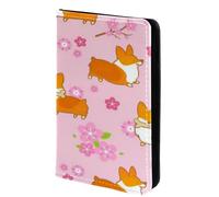 FVQL Porta passaporto in finta pelle, 10 x 14 cm, fiore e cane Corgi, Multicolore 3684, 10x14cm/4x5.5 in