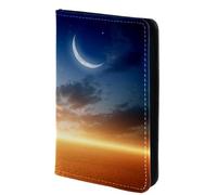 FVQL Porta passaporto in finta pelle, 10 x 14 cm, motivo alba, luna, stella e mare, Multicolor2134, 10x14cm/4x5.5 in