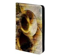 FVQL Porta passaporto in finta pelle, 10 x 14 cm, motivo retrò strumenti musicali, Multicolor1814, 10x14cm/4x5.5 in