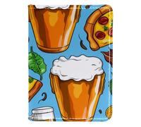 FVQL Porta passaporto in finta pelle, 10 x 14 cm, per viaggi, birra e pizza, Multicolor1133, 10x14cm/4x5.5 in