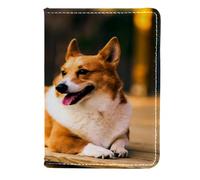FVQL Porta passaporto in finta pelle per donne e uomini, divertente cane Corgi, Color1298, 11.5x16.5cm/4.5x6.5 in