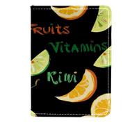 FVQL Porta passaporto in finta pelle per donne e uomini, frutta, kiwi, ciliegia, arancio, limone, Color4393, 11.5x16.5cm/4.5x6.5 in