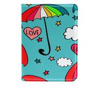 FVQL Porta passaporto in finta pelle per donne e uomini, ombrello con motivo a cuore, Color3188, 11.5x16.5cm/4.5x6.5 in