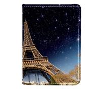 FVQL Porta passaporto in finta pelle per donne e uomini, stella stellata e Torre Eiffel motivo artistico, Colore 3028, 11.5x16.5cm/4.5x6.5 in