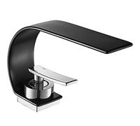 Fw Rubinetto Bagno Cascata, Elegant Nero Miscelatore Monocomando Lavabo Bagno Moderno Ottone Rubinetto Bagno Lavabo, Regolazione A Caldo E Freddo Rubinetto Bidet, Valvola in Ceramica