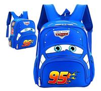 FWANGEN Zaino per Bambini Cars 3D, Zaino Scuola Asilo Borsa per il Pranzo Blu, Cartoon Anime Zainetto, Impermeabile, Regolabile per Bambini e Bambine