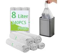 FWEEK 240 pezzi foderine per bidoni 8L, foderine bianche per bidoni piccoli con coulisse, foderine per bidoni con coulisse per bidoni 8L-10 litri, 8 rotoli