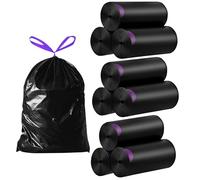 FWEEK 261 sacchetti per la spazzatura da 25 l, colore nero, con coulisse, resistenti agli strappi e a tenuta stagna, con cordino per bidone da 25 - 35 litri, 9 rotoli