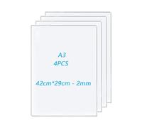 FWEEK 4 fogli acrilici A3, 42 x 29 cm, in plastica trasparente A3, spessore 2 mm, pannelli acrilici trasparenti per decorazioni, display, cornici, pittura