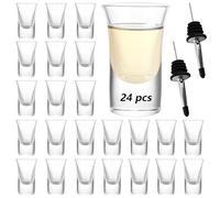 FWEEK Bicchieri Shot 24 Pezzi, Bicchierini Liquore 20ml in Vetro, Bicchieri Amaro con Base Spessa e 2 Travasi per Vino, Ideale per Casa, Bar, Feste, Lavabile in Lavastoviglie