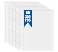 FWEEK Buste forate formato A5, trasparenti, 60 micron, in plastica resistente, con apertura superiore per raccoglitori ad anelli