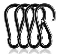 FWEEK Moschettoni Acciaio Inox M12, 4pcs, Grande Moschettone per Carichi Pesanti 800kg, Nero, 140mm, per Campeggio, Trasporto