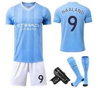 FWHFNB Maglia da Calcio per Bambini, 7/9 Maglie Set, con Pantaloncini, Calzini, Ginocchiere e Portachiavi, 2023 2024 Maglie da Allenamento (No 9, 26)