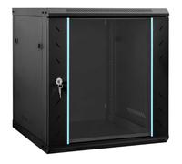 FWIKDUN Armadio di rete a parete in acciaio nero, 60 x 45 x 65 cm, con memoria, vetro di sicurezza monolastra e design industriale