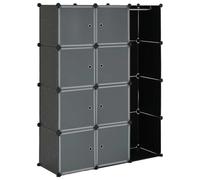 FWIKDUN Armadio Modulare 9 Scomparti 109x36,5x143cm Nero e Bianco | Plastica e Acciaio Cromato, Facile Pulizia, Montaggio Rapido, per Soggiorno Ingresso