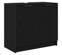FWIKDUN Badezimmerschrank Schwarz Eichen-Optik 64,5 x 33,5 x 59 cm | Holzwerkstoff, Stabil, Stauraum, Pflegeleicht, Modernes Design